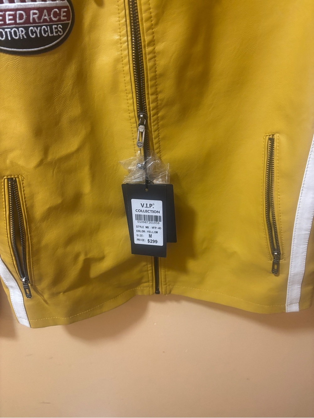 VIP Yellow Racing-Style Bomber Jacket with Patches - Picture 7 of 10